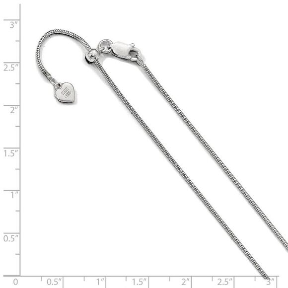 1.1mm Sterling Silver Adjustable Solid Snake Chain Necklace, 22 Inch - Picture 2 of 5